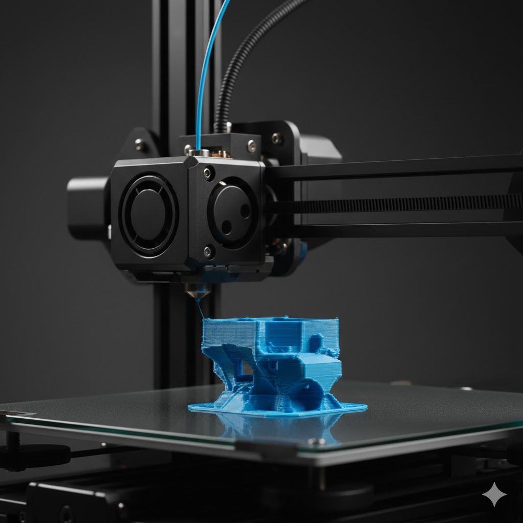 Máy in 3D FDM chuyên nghiệp đang in chi tiết kỹ thuật